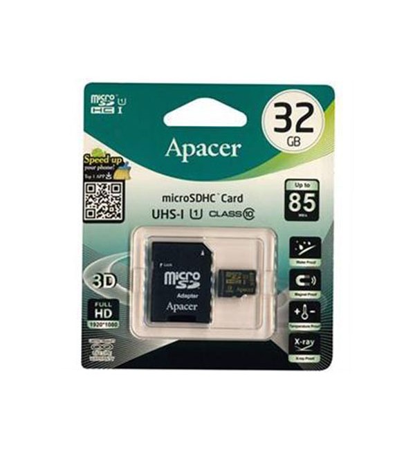 کارت حافظه اپیسر Apacer UHS-I U1 Class 10 85MBps microSDHC With Adapter 32GB