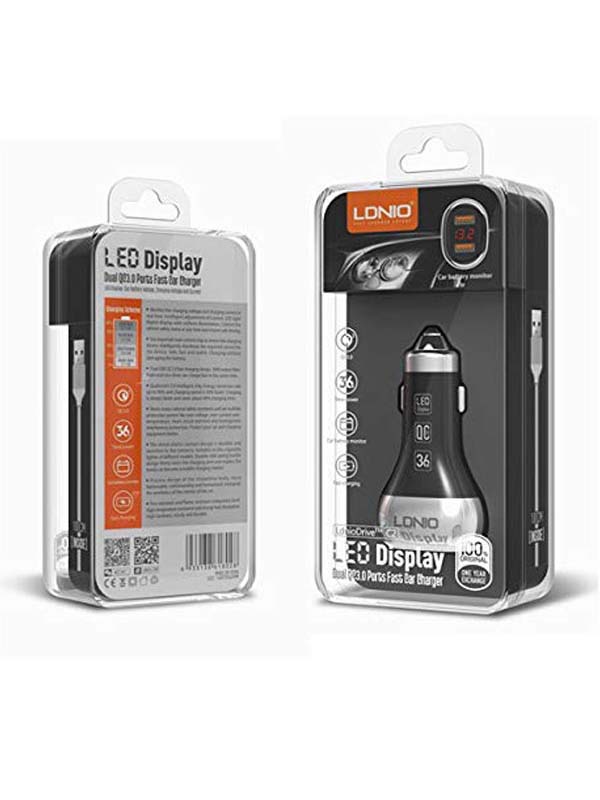 شارژر فندکی الدینیو مدل LDNIO C2 به همراه کابل تایپ سی
