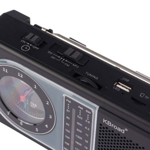 رادیو سه موج و اسپیکربلوتوث شارژی KBroad KTF-2207 با ساعت عقربه ای