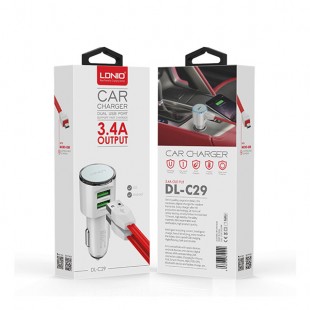 شارژر فندکی الدینیو DL-C29 همراه با کابل لایتنینگ