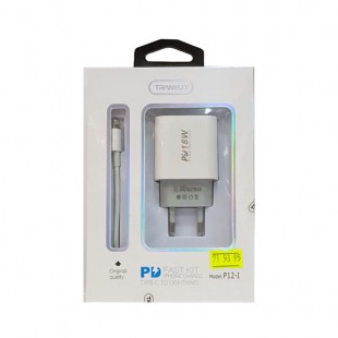 شارژر تایپ سی ترانیو مدل Tranyoo P12-I به همراه کابل لایتنینگ