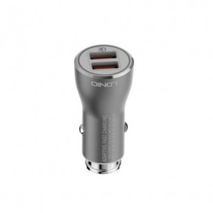 شارژر فندکی دو پورته الدینیو مدل C407Q همراه با کابل لایتنینگ