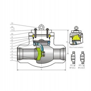 شیر یکطرفه فشار بالا کربن استیل کلاس 900Lb مناسب برای جلوگیری از برگشت جریان در خطوط صنعتی با طراحی مقاوم و اتصال فلنجی، رزوه‌ای یا جوشی.jpg