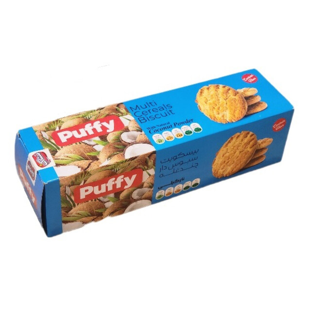 بیسکویت پافی سبوس دار چند غله نارگیلی ستاک