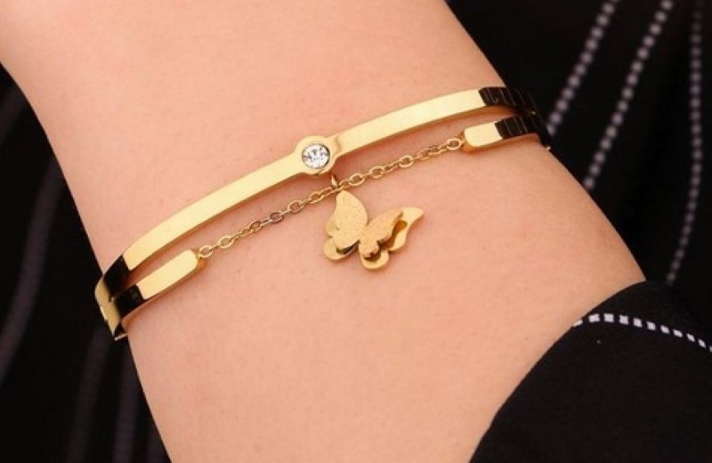 دستبند استیل زنانه طلایی