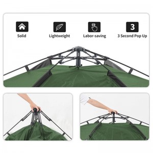 چادر مسافرتی کمپینگ اتوماتیک سبز دوپوش 3-4 نفره نیچرهایک
