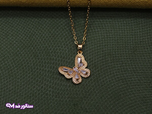 گردنبند زنانه استیل طرح پروانه GZ2064