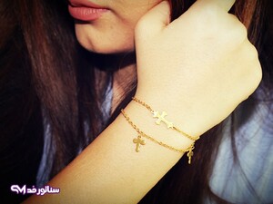 دستبند استیل زنانه طلایی سناتورمد DZ1027