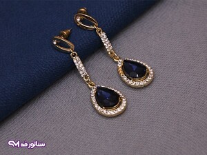 گوشواره استیل آویز طرح یاقوت کبود کد G5067