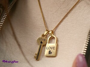 گردنبند استیل طرح قفل و کلید کد SG2023