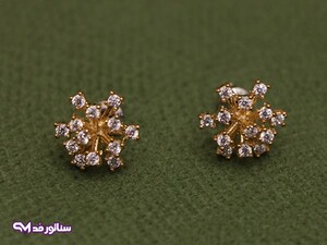 گوشواره استیل نگین دار طلایی کد G5081
