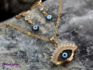 نیم ست استیل چشم نظر طلایی کد N8040