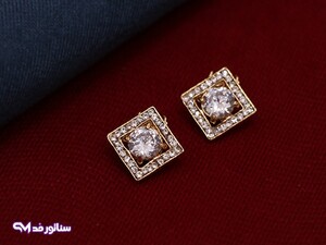 گوشواره استیل نگین دار طرح طلا کد G5014