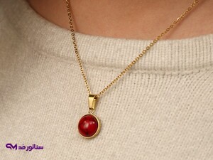 گردنبند زنانه استیل یاقوت کد GZ2021