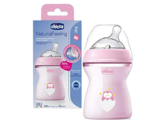 شیشه شیر چیکو مدل نچرال فیلینگ گنجایش 250 میلی لیتر chicco