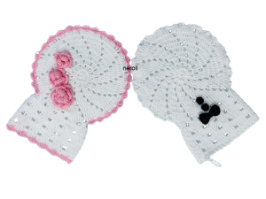 لیف بافتنی عروس و داماد دست باف( ست دو نفره ویژه جهیزیه)