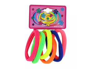 بسته ۶ عددی کش مو رنگی ۵ سانت مدل حوله ای رنگی نئونی