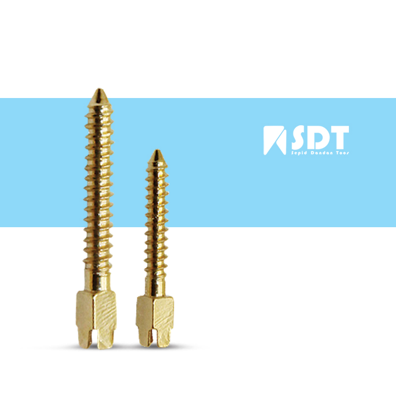 پست پیش ساخته فلزی داخل کانال/ طلایی | Golden Plated Screw Post