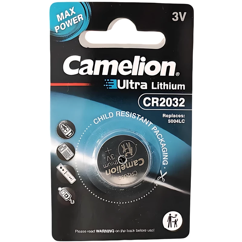 باتری سکه‌ای اولترا لیتیومی ولتاژ 3 ولت ظرفیت 220 میلی‌آمپر کملیون Camelion CR2032