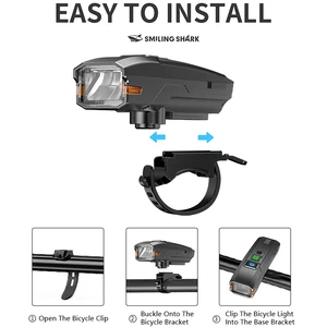 چراغ هوشمند شارژی ضدآب دوچرخه اسمایلینگ شارک با بوق هشدار