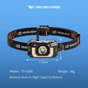 خرید هدلایت 2000 میلی‌آمپر‌ساعت اسمایلینگ شارک TD0189  ظرفیت باتری براساس اطلاعات جعبه چک شود