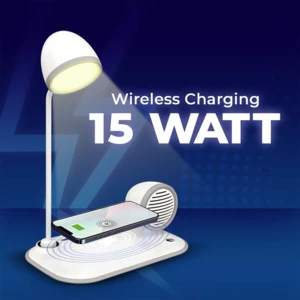 قیمت چراغ مطالعه رومیزی اسپیکر دار به همراه شارژر وایرلس 15 وات