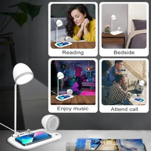 قیمت چراغ مطالعه رومیزی اسپیکر دار به همراه شارژر وایرلس 15 وات