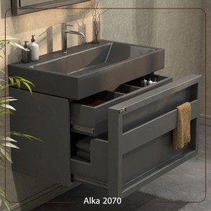 روشویی لاکچری کشودار طوسی  آلکا کد 2070