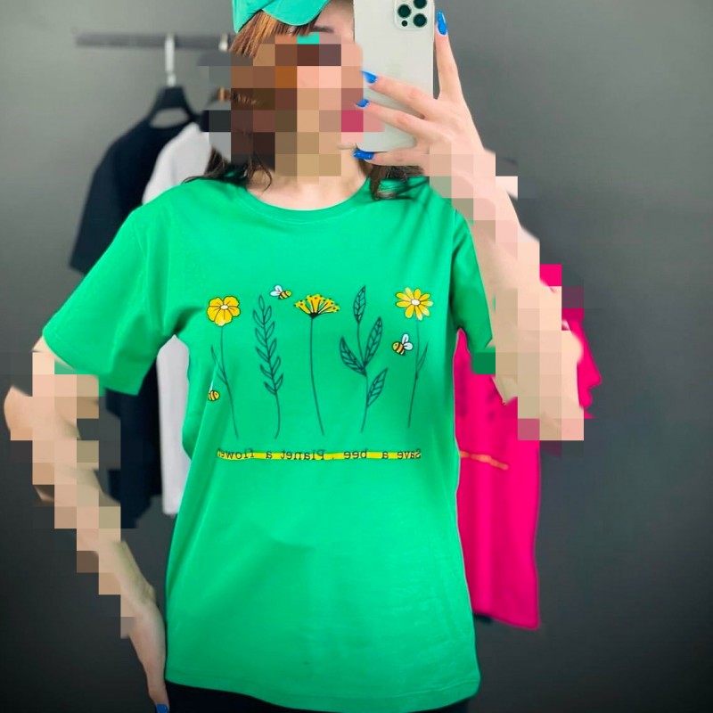 تیشرت طرح گل ساق بلند