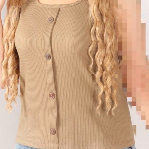 تاپ یقه خشتی دکمه چوبی