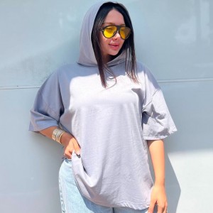 تیشرت باکسی کلاه دار