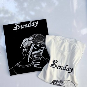 تیشرت نگین دار طرح sunday