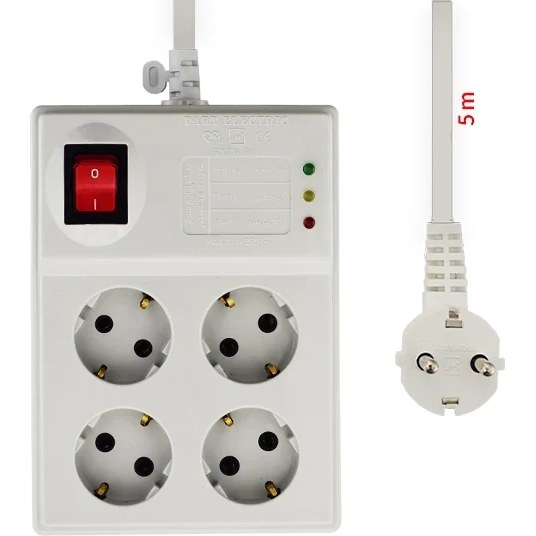 محافظ برق پارت الکتریک ۴ خانه ارت دار با کابل 5 متر