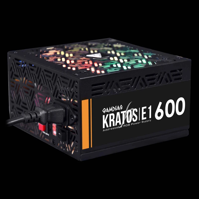 منبع تغذیه کامپیوتر گیمدیاس مدل KRATOS E1-600 80 Plus White توان 600 وات