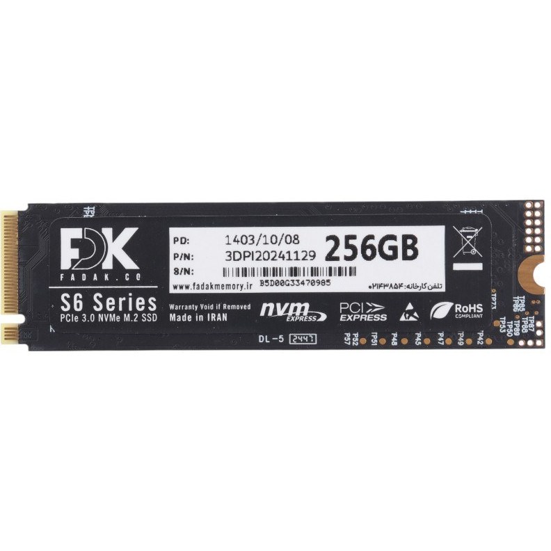 حافظه اس اس دی اینترنال فدک S6 M.2 2280 NVMe ظرفیت 256 گیگابایت