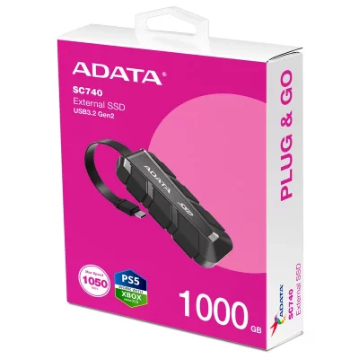 اس اس دی اکسترنال ای دیتا مدل SC740 ظرفیت 1000 گیگابایت رابط USB Type-C 3.2