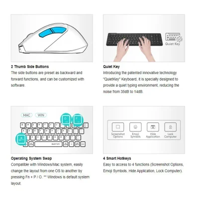کیبورد و ماوس بی‌ سیم ای فورتک مدل FG_24OO_AIR2
