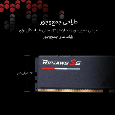 رم دسکتاپ DDR5 دو کاناله 5600 مگاهرتز CL36 جی اسکیل مدل RIPJAWS S5 ظرفیت 32 گیگابایت
