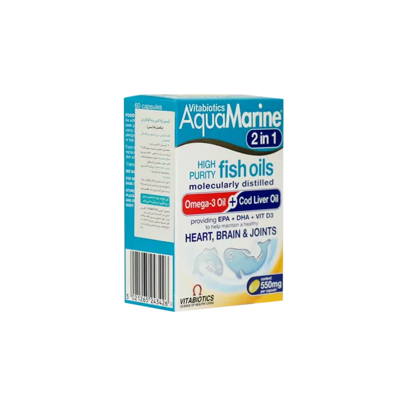 کپسول آکوامارین ویتابیوتیکس حاوی روغن ماهی 60 عددی