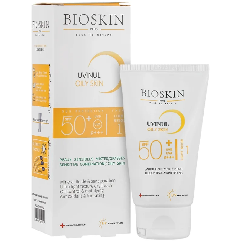 کرم ضد آفتاب بایو اسکین پوست چرب SPF50 (بژ روشن)