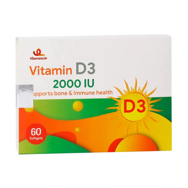 سافت ژل ویتامین D3 2000 واحد ویتامین لایف 60 عدد