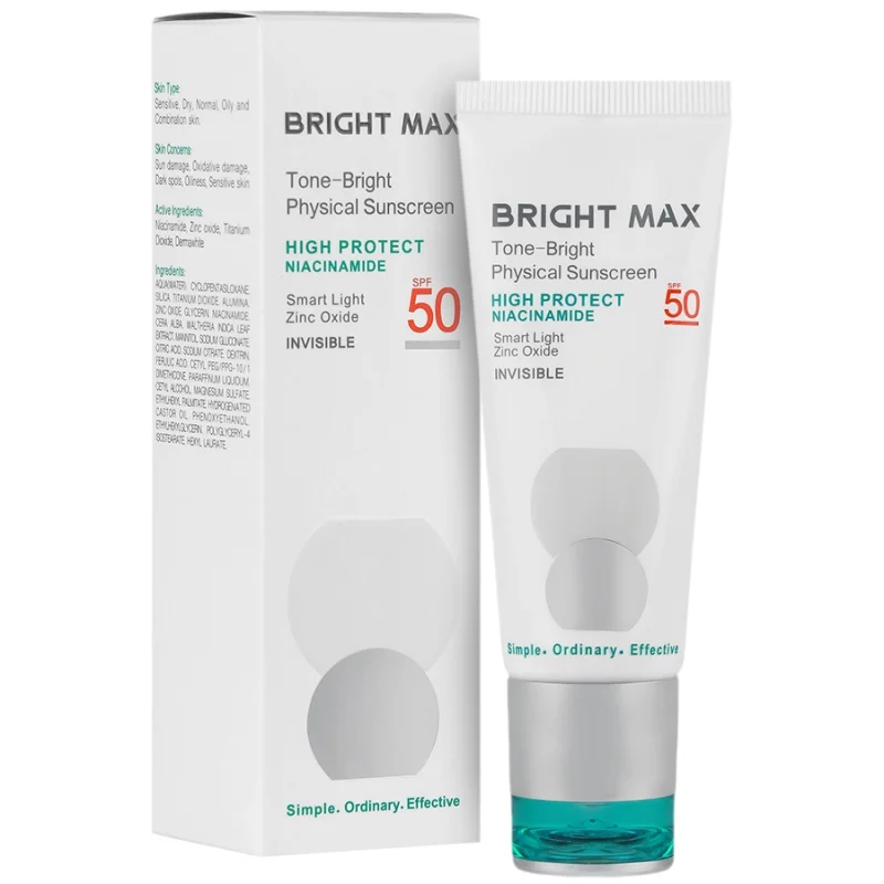 ضد آفتاب فیزیکال تن برایت SPF50 (بی رنگ)