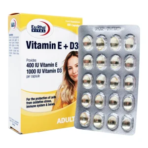 کپسول ژلاتینی ویتامین ای + د3 یوروویتال - 60 عددی