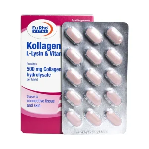 قرص کلاژن پلاس (کلاژن+لیزین+C) یوروویتال - 60 عددی