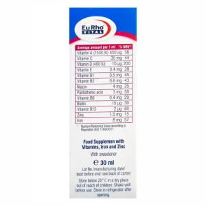 قطره مولتی‌ ویت + آیزن و زینک یوروویتال - 30 میلی لیتر
