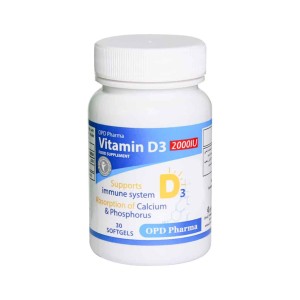 سافت ژل ویتامین D3 2000 واحد او پی دی فارما