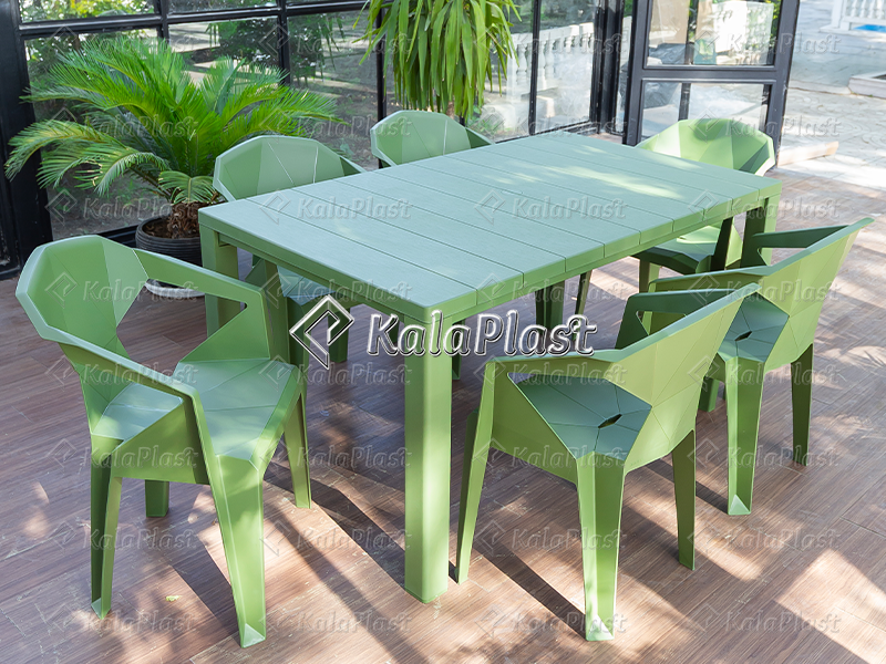 ست میز و صندلی 6 نفره پلیمری الماسی