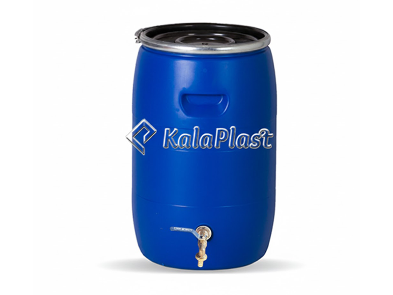 بشکه پلاستیکی 60 لیتری ضخیم با رینگ فلزی جهان با شیر فلزی