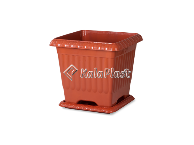 گلدان مربع پلاستیکی با زیرگلدانی کد 503