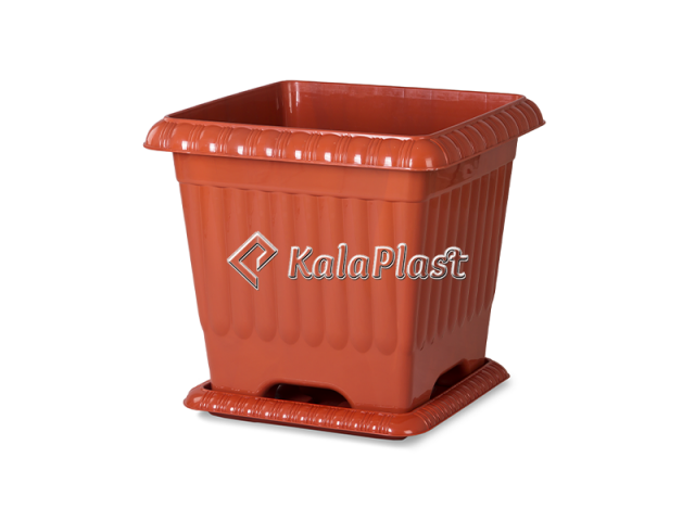 گلدان مربع پلاستیکی با زیرگلدانی کد 505